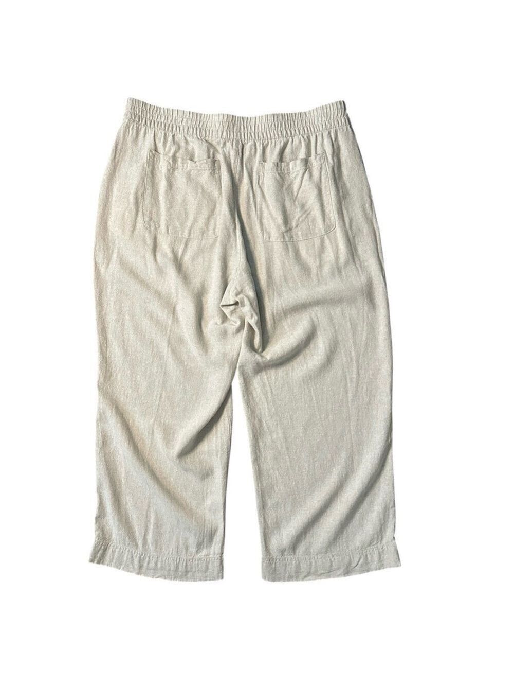 Old Navy High Rise Linen Blend Wide Leg Casual Comfort Waistband Pant Tan Sz XL - Picture 2 of 8